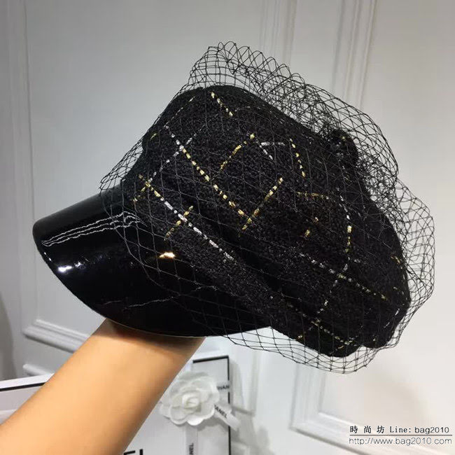 CHANEL香奈兒 原單2018專櫃新款 經典小香風呢子鴨舌軍帽 LLWJ6222